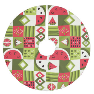 Utskrift av dekorativt vattenmelon Inslag Art Julgransmatta Borstad Polyester