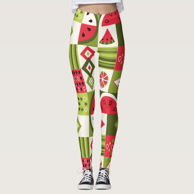 Utskrift av dekorativt vattenmelon Inslag Art Leggings (Framsida)