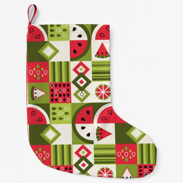 Utskrift av dekorativt vattenmelon Inslag Art Liten Julstrumpa (Framsidan)