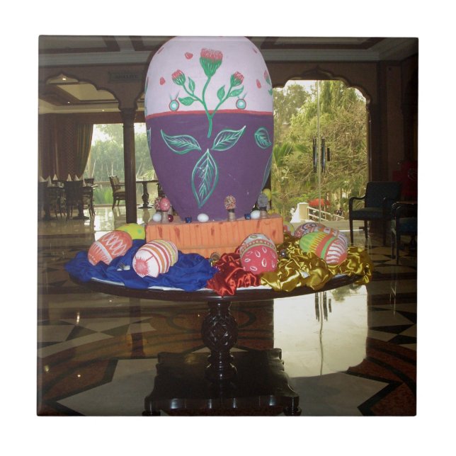 Utskrift av dekorerat Påskägg Kakelplatta (Framsidan)