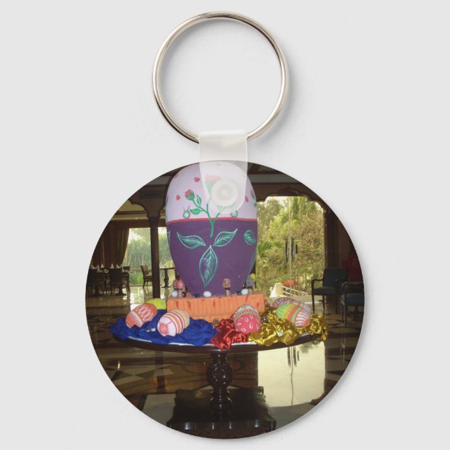 Utskrift av dekorerat Påskägg Nyckelring (Framsida)
