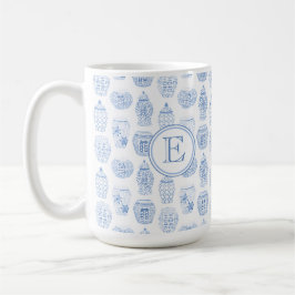 Utskrift av den första monogram klassiska blå Chin Kaffemugg