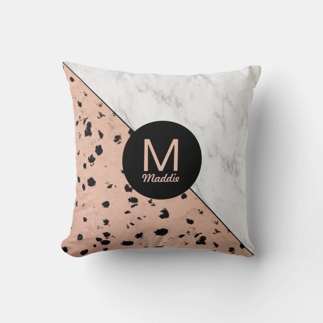 Utskrift av djur i ro Guld med Monogram Kudde (Framsida)
