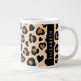 Utskrift av djur, rå leopard, örter, ditt namn jumbo mugg