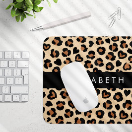Utskrift av djur, rå leopard, örter, ditt namn musmatta