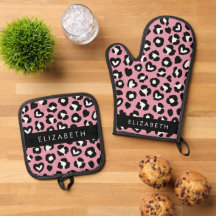 Utskrift av djur, Rosa Leopard, Hearts, ditt namn