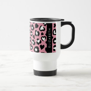Utskrift av djur, Rosa Leopard, Hearts, ditt namn Resemugg