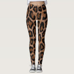 Utskrift av djur, spisad leopard  leggings<br><div class="desc">Skriv ut leopard leopard med svarta prickar på ljusbrun bakgrund.</div>