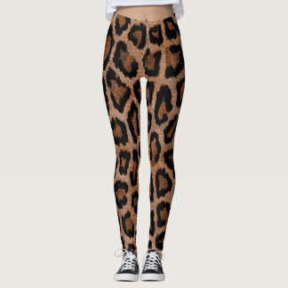 Utskrift av djur, spisad leopard leggings