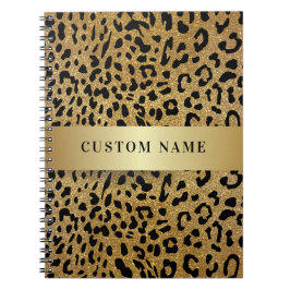 Utskrift av eget namn - lyxleopard anteckningsbok