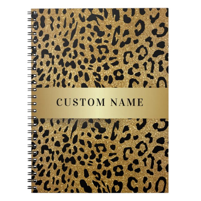 Utskrift av eget namn - lyxleopard anteckningsbok (Framsidan)