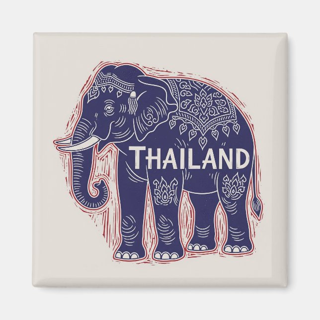 Utskrift av Elephant Block i Thailand Magnet (Framsidan)