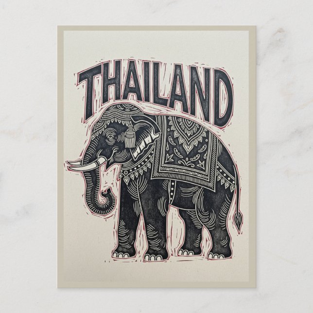 Utskrift av Elephant Block i Thailand Vykort (Framsida)