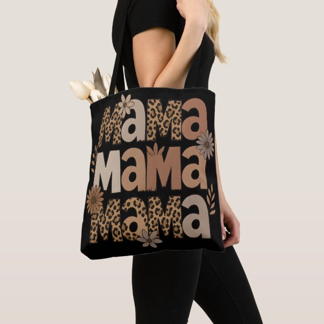 Utskrift av estetisk Mamma, typografi, leopard Tygkasse (Närbild)
