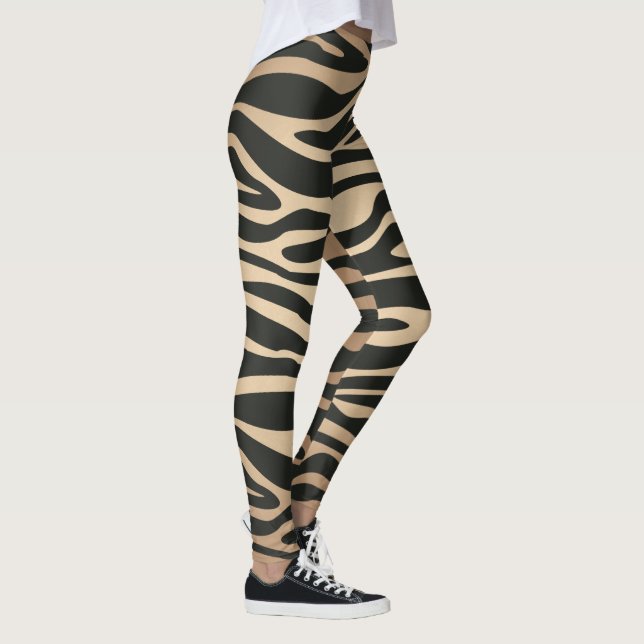 Utskrift av färg Zebra Retro Animal Leggings (Höger)