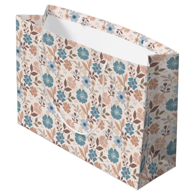 Utskrift av färgad Blommigt - Rosa stor gift-säck (Baksidan Vinklad)