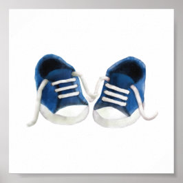 Utskrift av färggrafik med blå Baby-neakers Poster