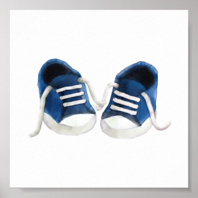 Utskrift av färggrafik med blå Baby-neakers Poster (Framsidan)
