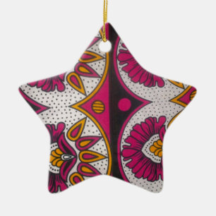 Utskrift av färglös afrikansk Fabric Motif Art Julgransprydnad Keramik