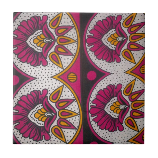Utskrift av färglös afrikansk Fabric Motif Art Kakelplatta (Framsidan)