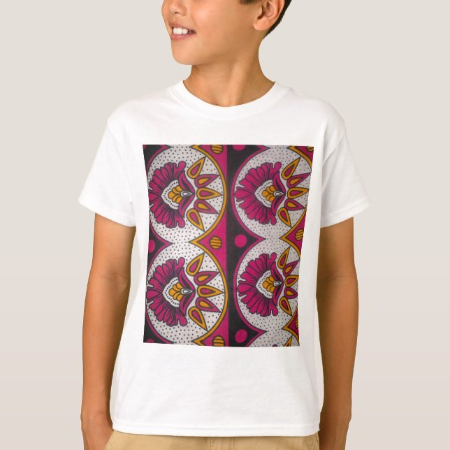 Utskrift av färglös afrikansk Fabric Motif Art Tee (Framsida)