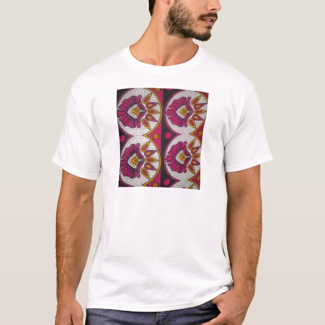 Utskrift av färglös afrikansk Fabric Motif Art Tee Shirt (Framsida)