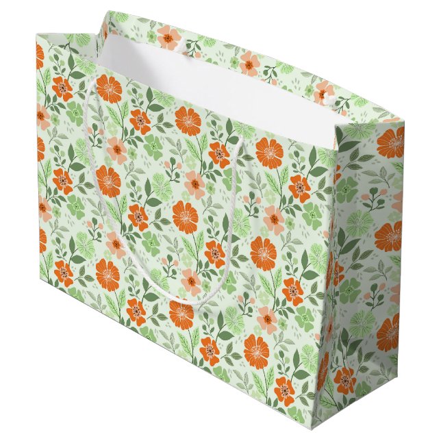 Utskrift av färgstark Blommigt - stor Grönt av gif (Baksidan Vinklad)