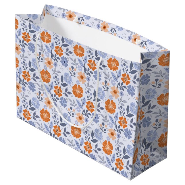 Utskrift av färgstark Blommigt - stor Orange av gi (Baksidan Vinklad)