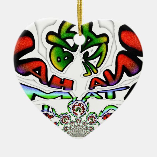 Utskrift av färgstark Hakuna Matata Graffiti Art Julgransprydnad Keramik (Framsidan)