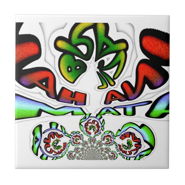 Utskrift av färgstark Hakuna Matata Graffiti Art Kakelplatta (Framsidan)