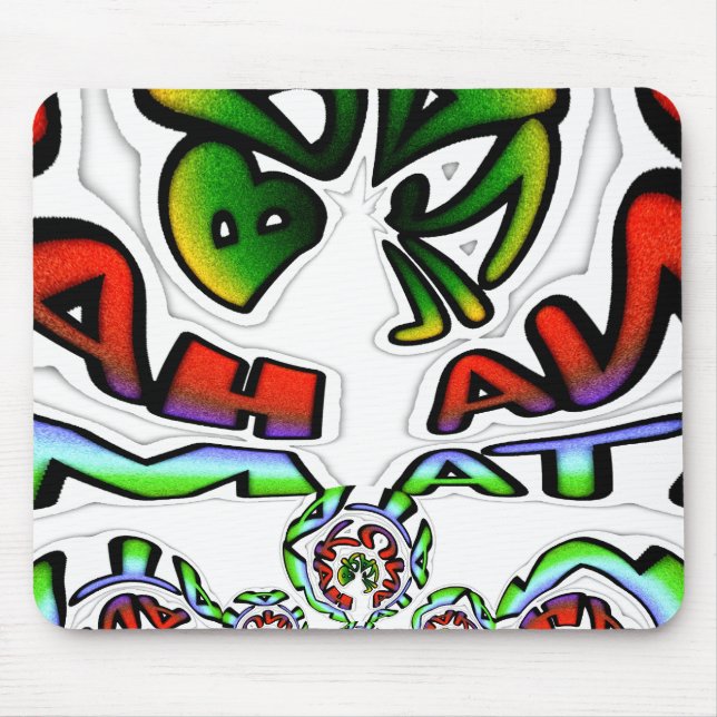 Utskrift av färgstark Hakuna Matata Graffiti Art Musmatta (Framsidan)