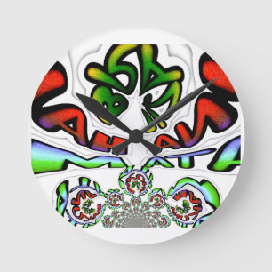 Utskrift av färgstark Hakuna Matata Graffiti Art Rund Klocka