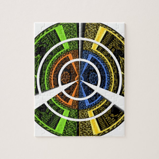 Utskrift av färgstark radiell konst pussel (Vertikal)