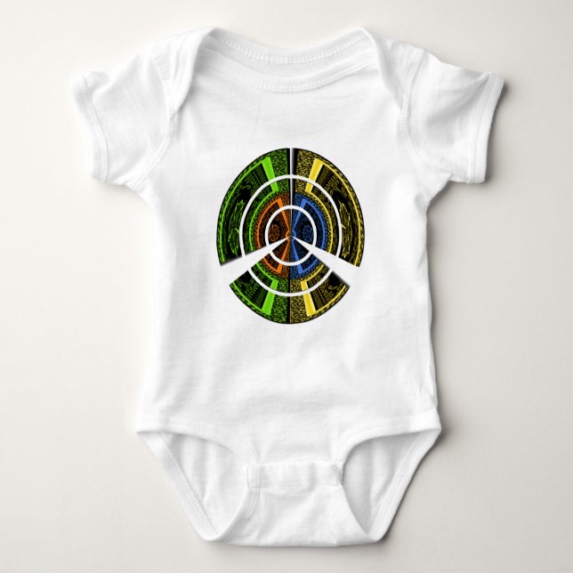 Utskrift av färgstark radiell konst tee shirt (Framsida)