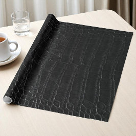 Utskrift av Faux Black Alligator Crokodile Leather Presentpapper