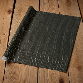 Utskrift av Faux Brown Alligator Crokodile Leather Presentpapper