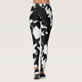 Utskrift av Faux Cow, Svartvitt Leggings