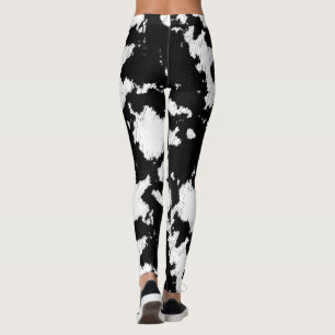 Utskrift av Faux Cow, Svartvitt Leggings