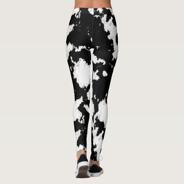 Utskrift av Faux Cow, Svartvitt Leggings (Baksida)