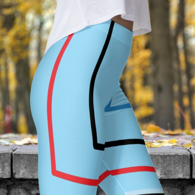 Utskrift av fet Baby blue Abstrakt Leggings (Abstract on Baby Blue)