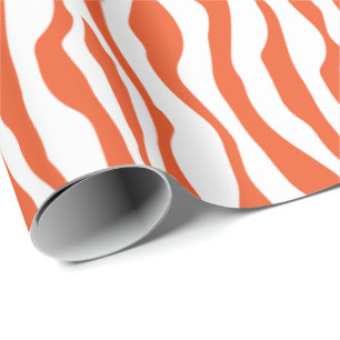 Utskrift av fet Orange och vit Zebra ränder Presentpapper