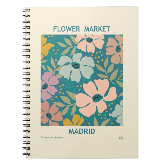 Utskrift av Flower Market Madrid Anteckningsbok (Framsidan)