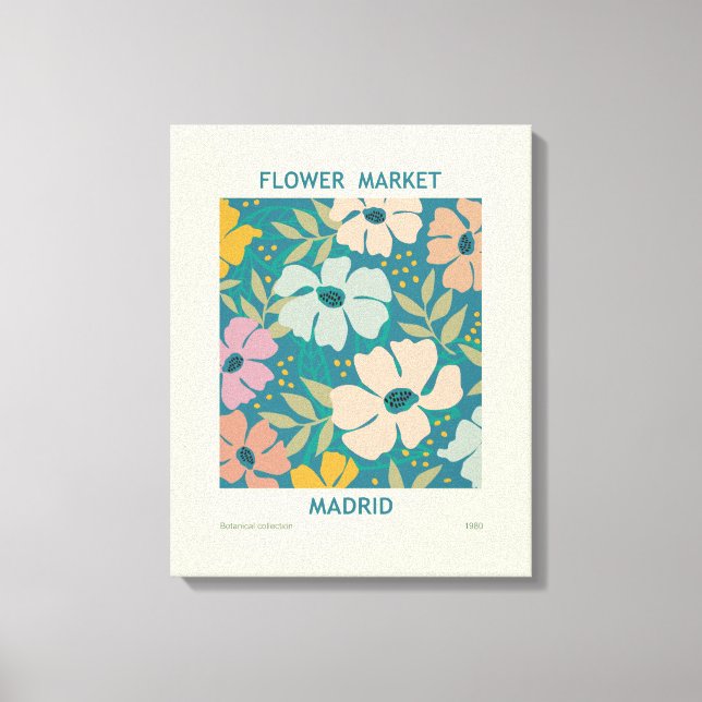 Utskrift av Flower Market Madrid Canvastryck (Framsida)