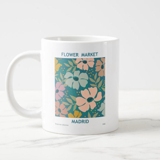 Utskrift av Flower Market Madrid Jumbo Mugg (Vänster)