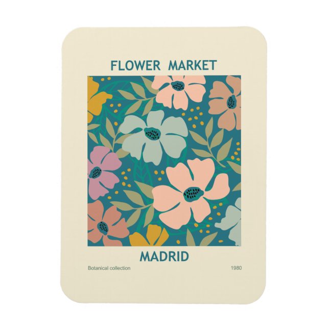 Utskrift av Flower Market Madrid Magnet (Vertikal)