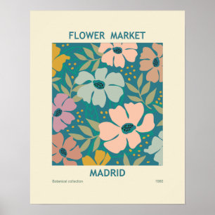 Utskrift av Flower Market Madrid Poster