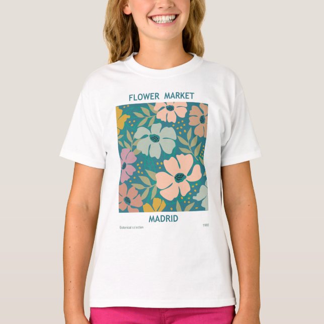Utskrift av Flower Market Madrid T Shirt (Framsida)