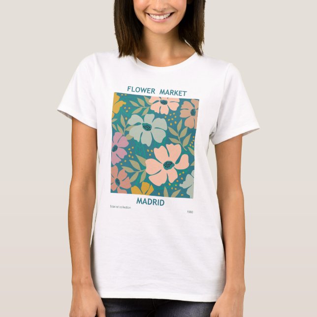 Utskrift av Flower Market Madrid T Shirt (Framsida)