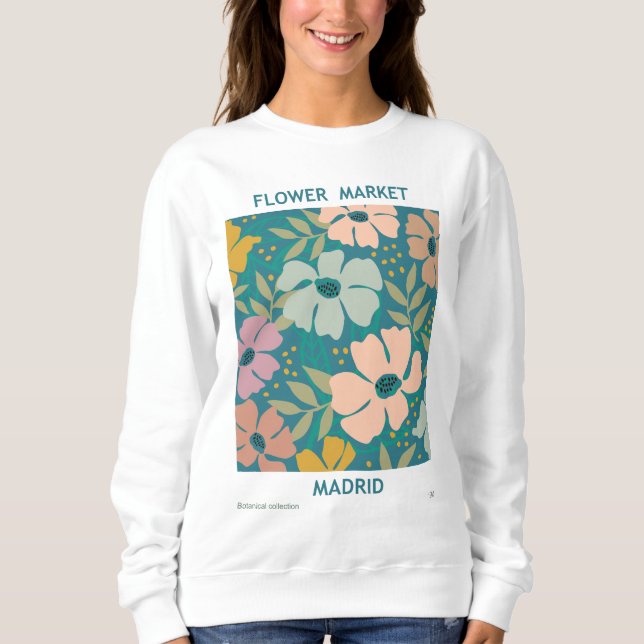 Utskrift av Flower Market Madrid T Shirt (Framsida)