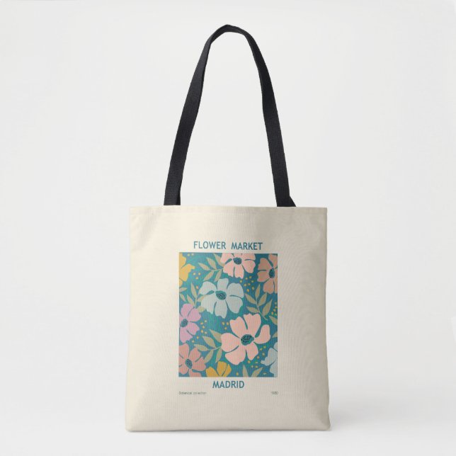 Utskrift av Flower Market Madrid Tygkasse (Framsida)